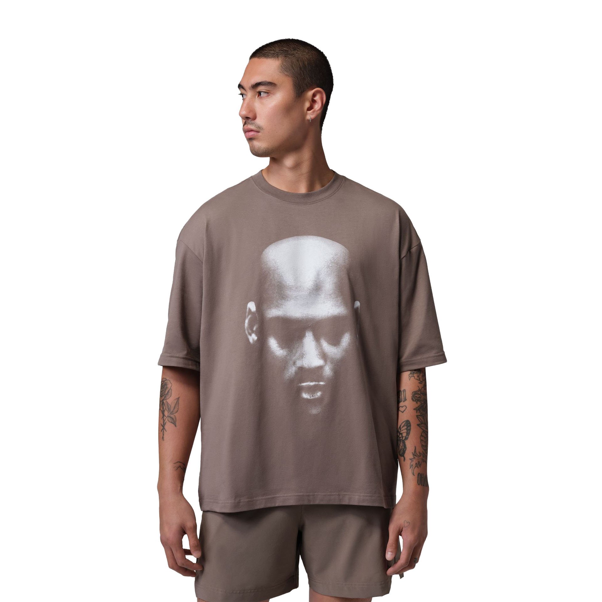 Sport Statement Face Tee "Olive Grey"